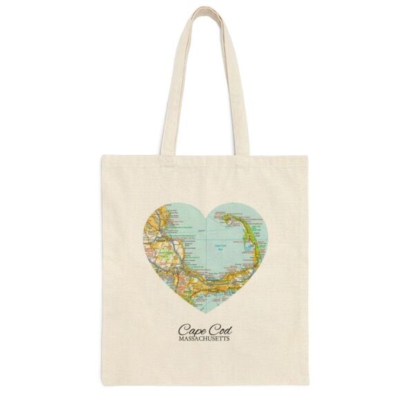 Cape Cod Heart Map Tote Bag - Picture 1 of 7